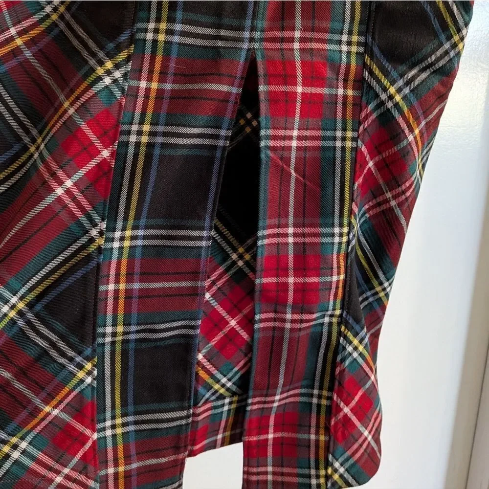 Free People Red Plaid Tartan Pencil Skirt